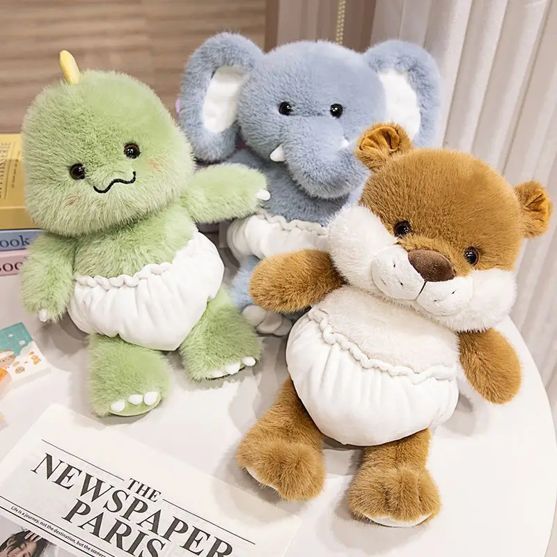 

Cute Snuggly Diaper Animal Plush Toys Kawaii Dinosaur Elephant Squirrel Stuffed Doll Squishy Fluffy Plushie for Birthday Gift