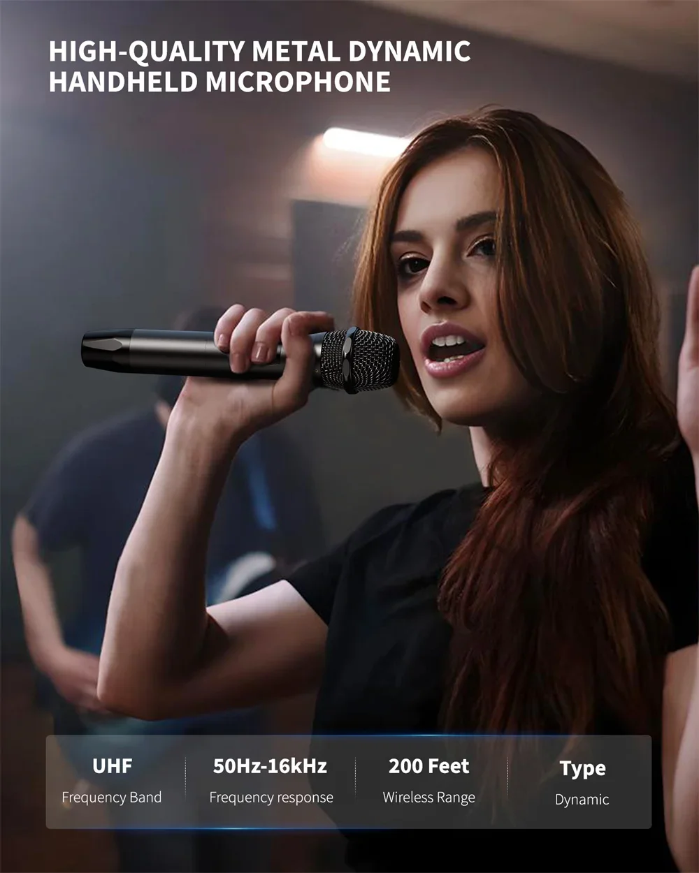 

Portable Handheld Mic Wireless Microphone Uhf Professional Dual Microphone System for Stage Speech Wedding Show Band Home Party