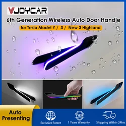 2024 Newest 6th Generation Wireless Auto Door Handle for Tesla Model Y 3 / 3 Highland Colorful LED Lights 4-Door Handlebar