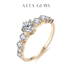 Attagems Soild 10K 14K Yellow Gold Round Cut 0.5 ct Moissanite Ring For Women Diamond Engagement Wedding Rings Jewelry for Gift