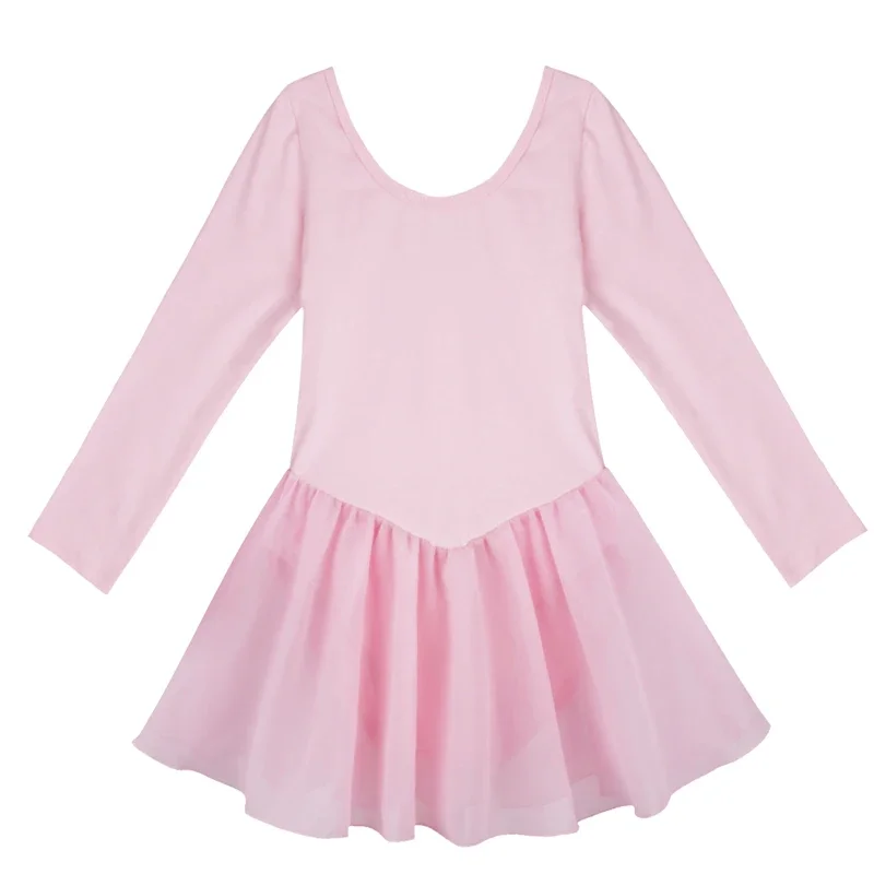 Robe tutu de ballet à manches longues pour enfants, jupe en tulle pour filles, vêtements de danse pour enfants, justaucorps pour ballerine