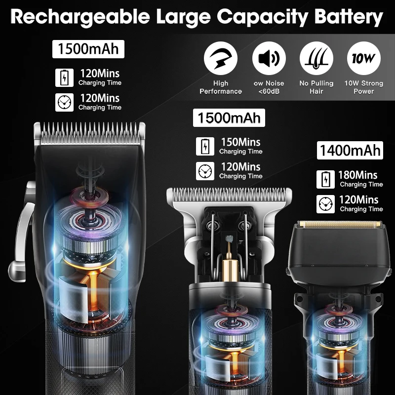 Tagliacapelli Set di rasoi a rete con 3 coltelli Tagliacapelli elettrico con display digitale Tagliacapelli ad alta potenza