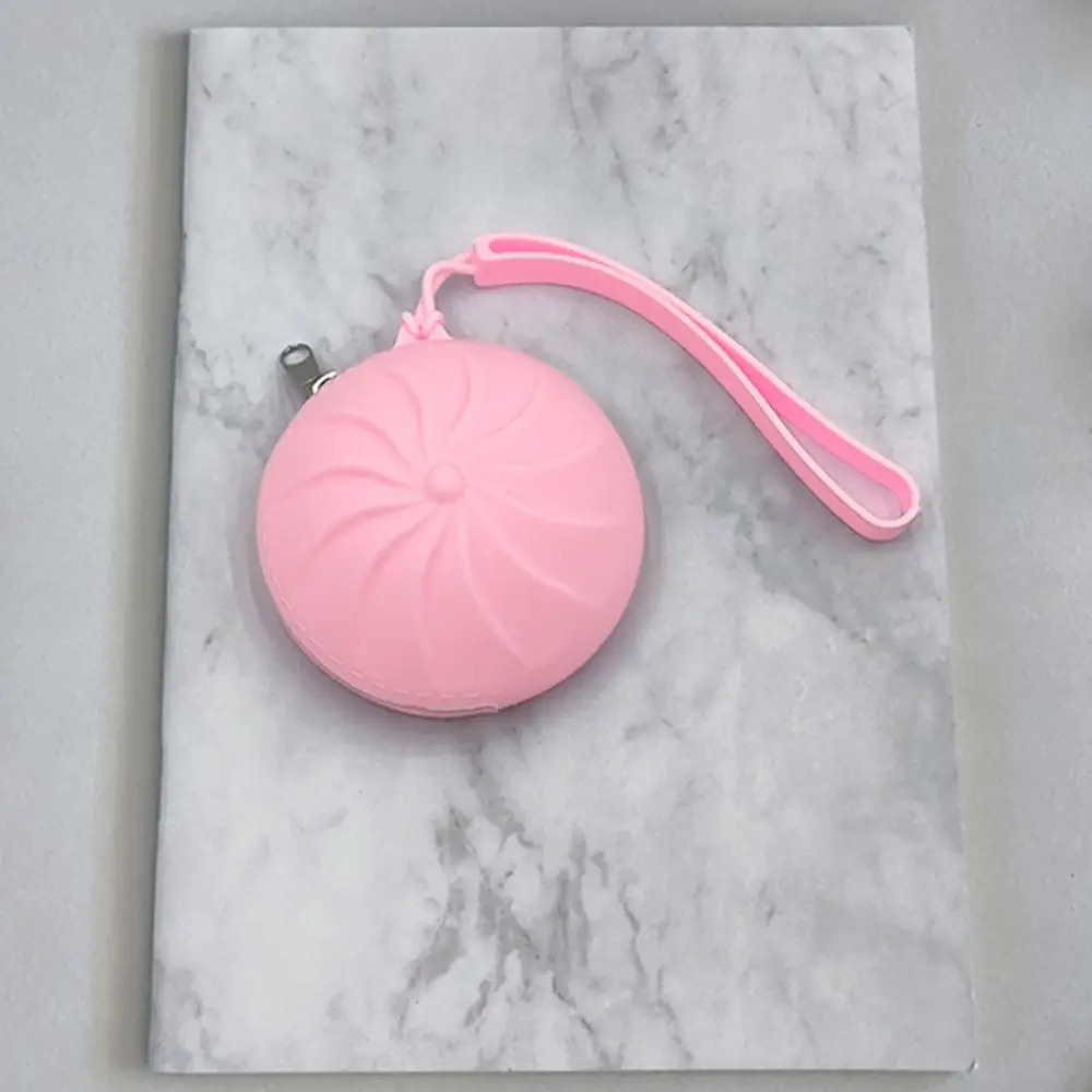With Keychain Steamed Bun Coin Purse Compact Size Cute Design Silicone Storage Pouch Silicone Zipper Closure Keychain Wallet