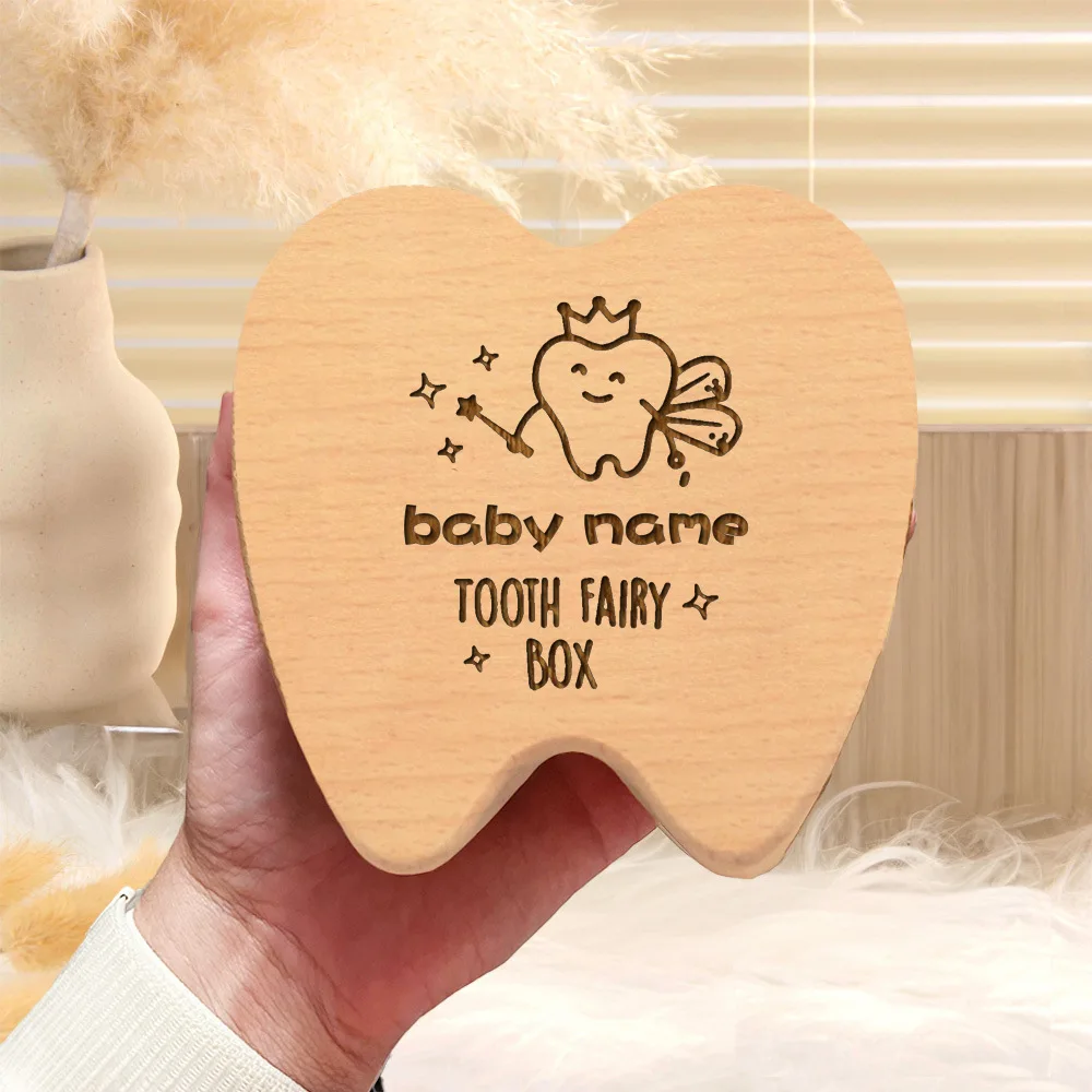 شخصية خشبية الأسنان الجنية صندوق محفورة الاطفال الأسنان صندوق تذكار هدية الأسنان الجنية حامل للأطفال هدايا الطفل الجديد #5