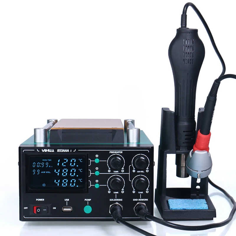 

YIHUA 853AAA-I 3-in-1 Preheating Station Hot Air Gun 210 245 Soldering Station Screen Separator Repair Station for Mobile Phones