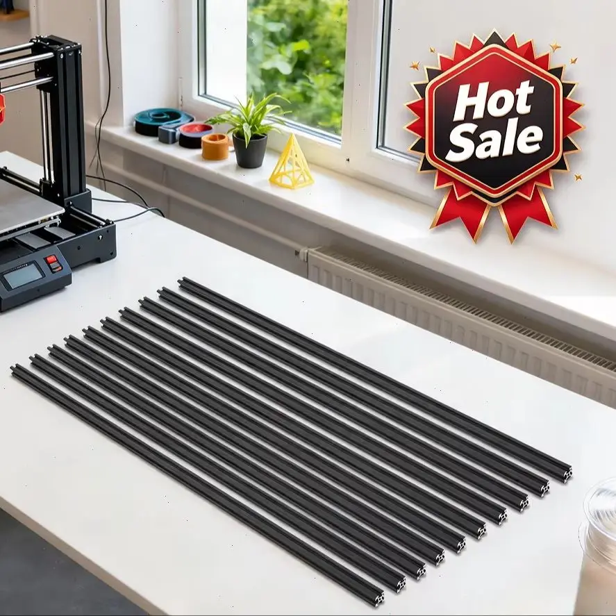10 Packs T-Slot  6063 Aluminum Extrusion Standard Anodized Linear Rail 20*20*1000mm For CNC 3D Printer Black For Automation Equipment Professional 3D Printers