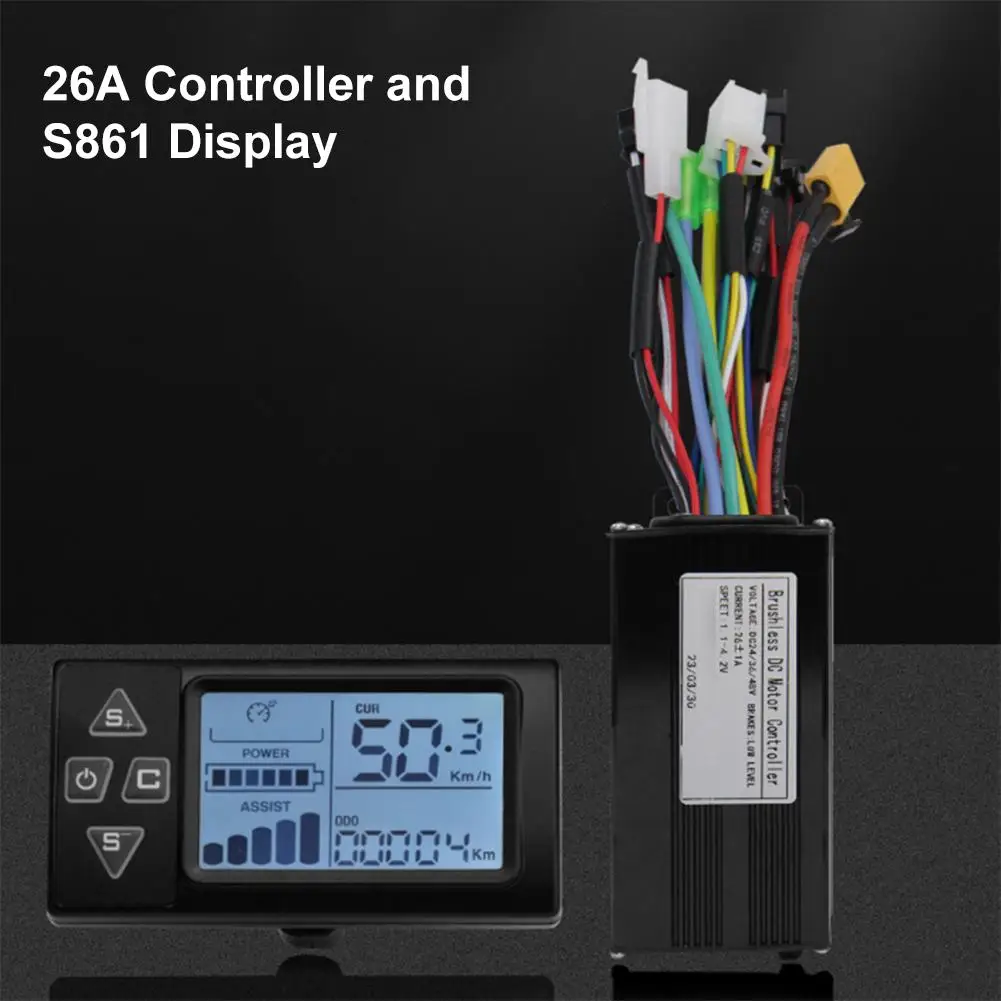 

Electric Bike Brushless Motor Kit 36V/48V 26A 3-mode Controller S861 LCD Display Instrument For 500W/750W E-bike Motor Parts