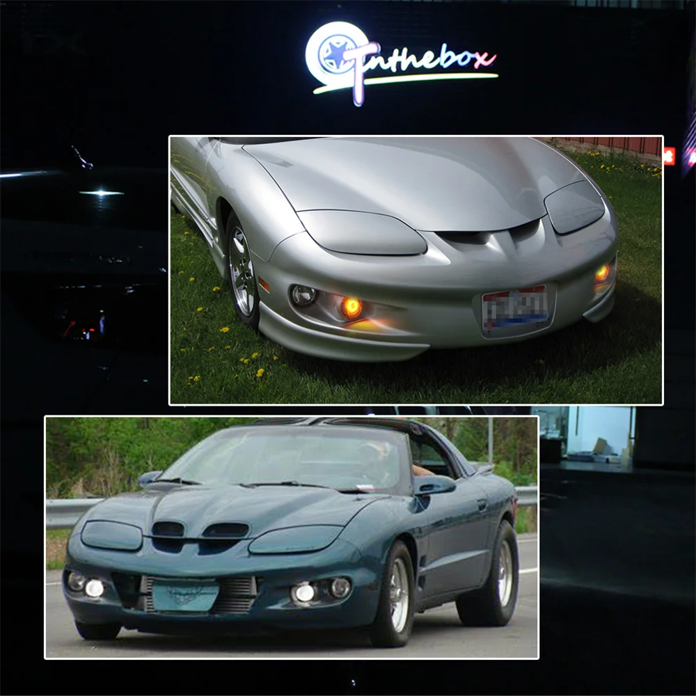 المتعرج العنبر LED المصد الأمامي للسيارة بدوره أضواء الإشارة و الأبيض DRL تشغيل/أضواء القيادة لبونتياك فايربيرد 1998-2002 12 فولت #6