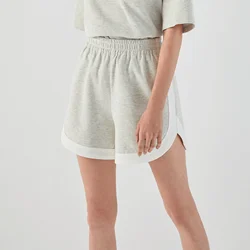 K1606L Manufacturer Elastic Waist Color Blocking Combed Cotton Women Sports Shorts Women Short High Waist Shorts