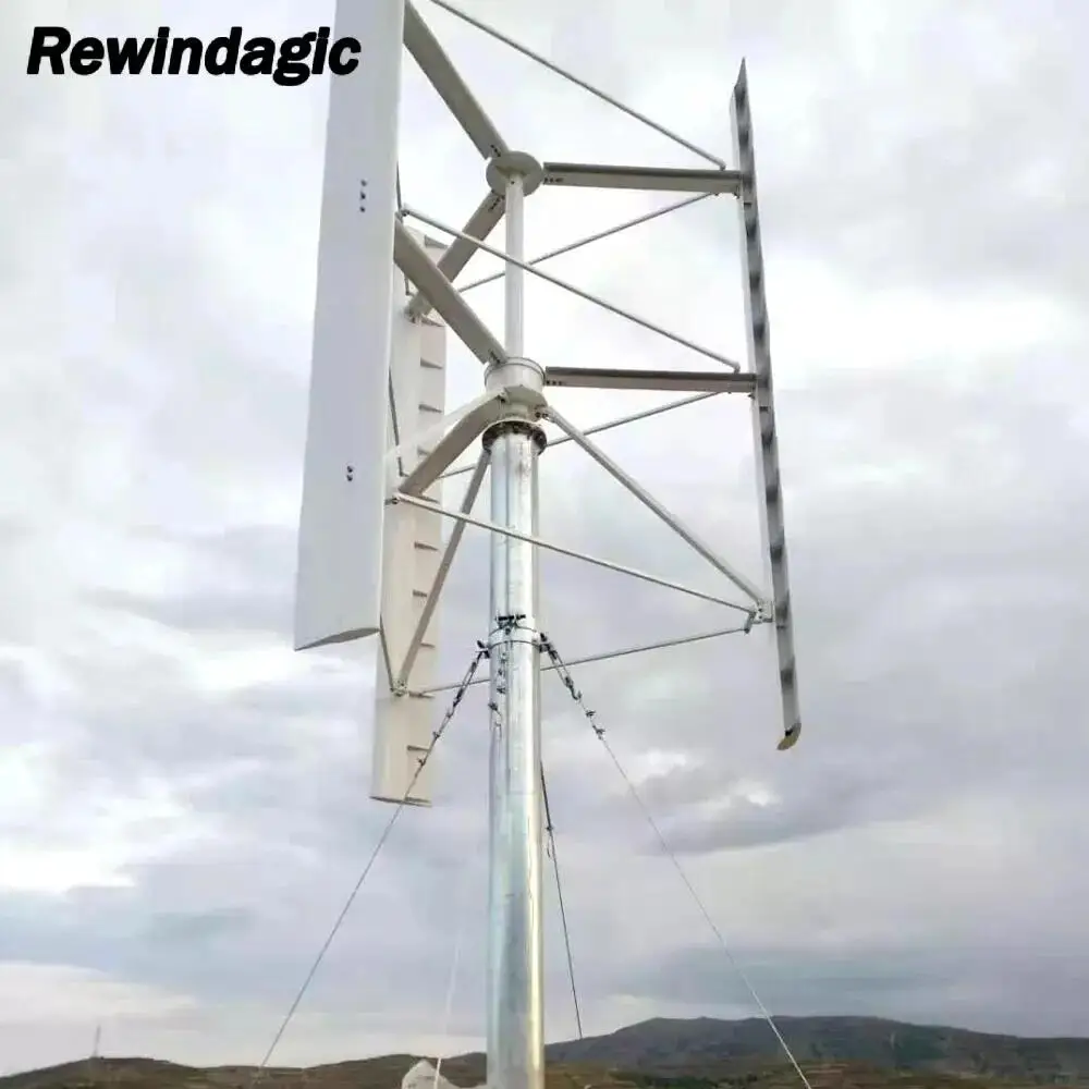 Factory 10KW Wind Turbine Generator 3 Blades Alternator Three-Phase Vertical Axis Windmill With Hybrid Controller 10000W