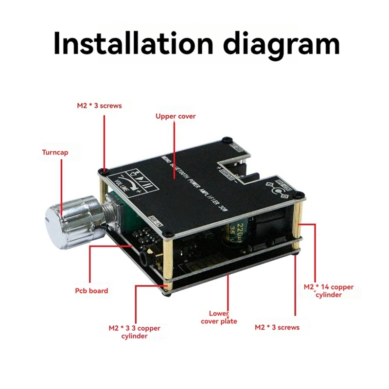 ZK-301B Bluetooth Amplifier Board Single Sound 30W Bluetooth Audio Power Amplifier Module Home Video Accessories