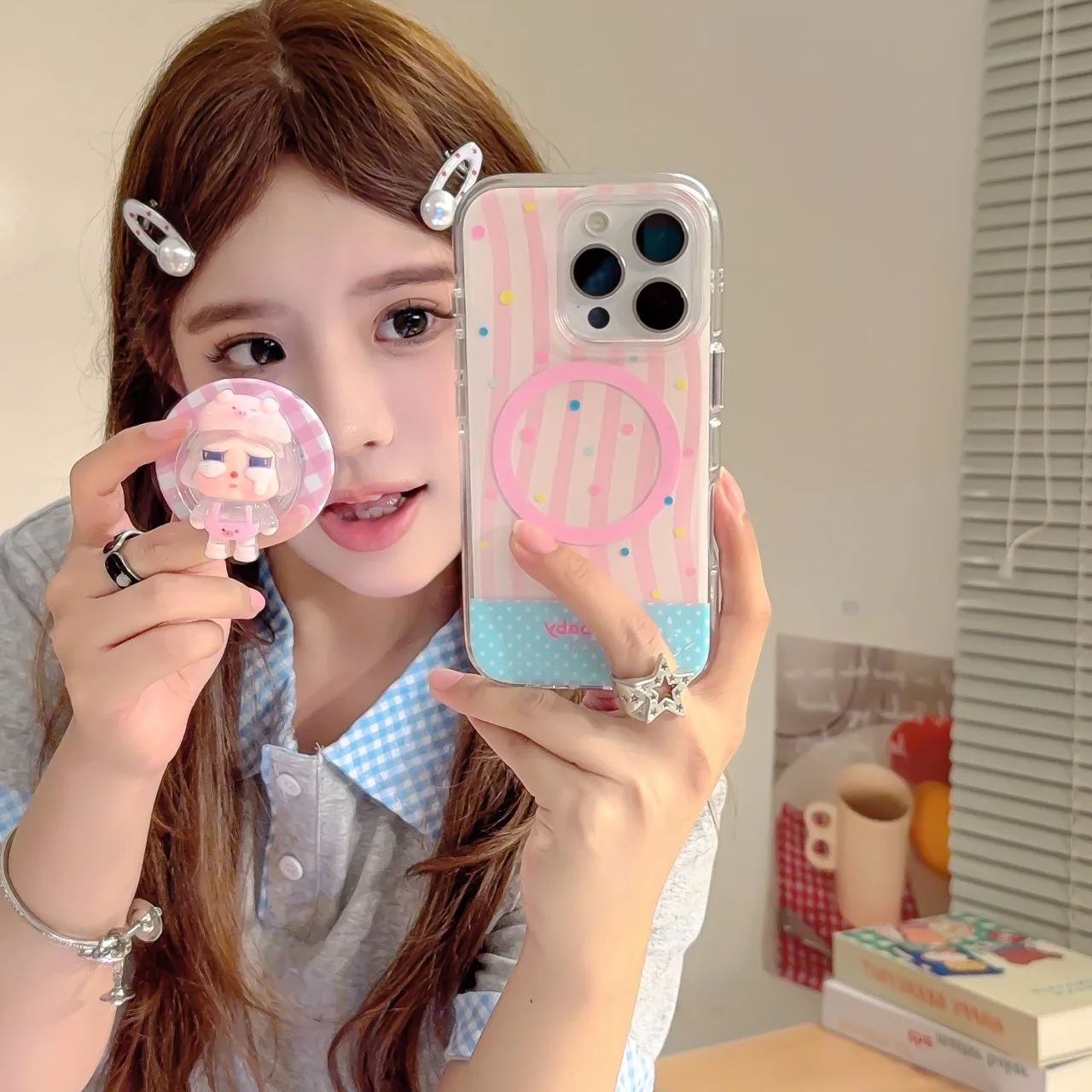 

Japan Korean, Soft TPU Case Phone Back Cover For iPhone 13 14 15 16 ProMax Shockproof Protect Shell with Wireless Magnetic Stand