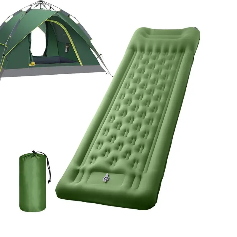 Outdoors Camping Inflatable Mattress Sleeping Self-Inflating Mat Roll-Up Thickened Mattress Camp Pad with Built-in Pump & Pillow