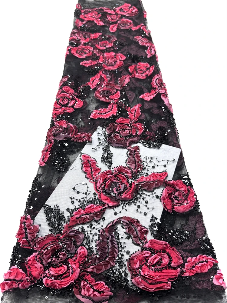 

Popular Hot Sale Luxury African Sequins Lace Fabrics High Quality Embroidery French Nigerian Tulle Lace Fabric For Wedding Party