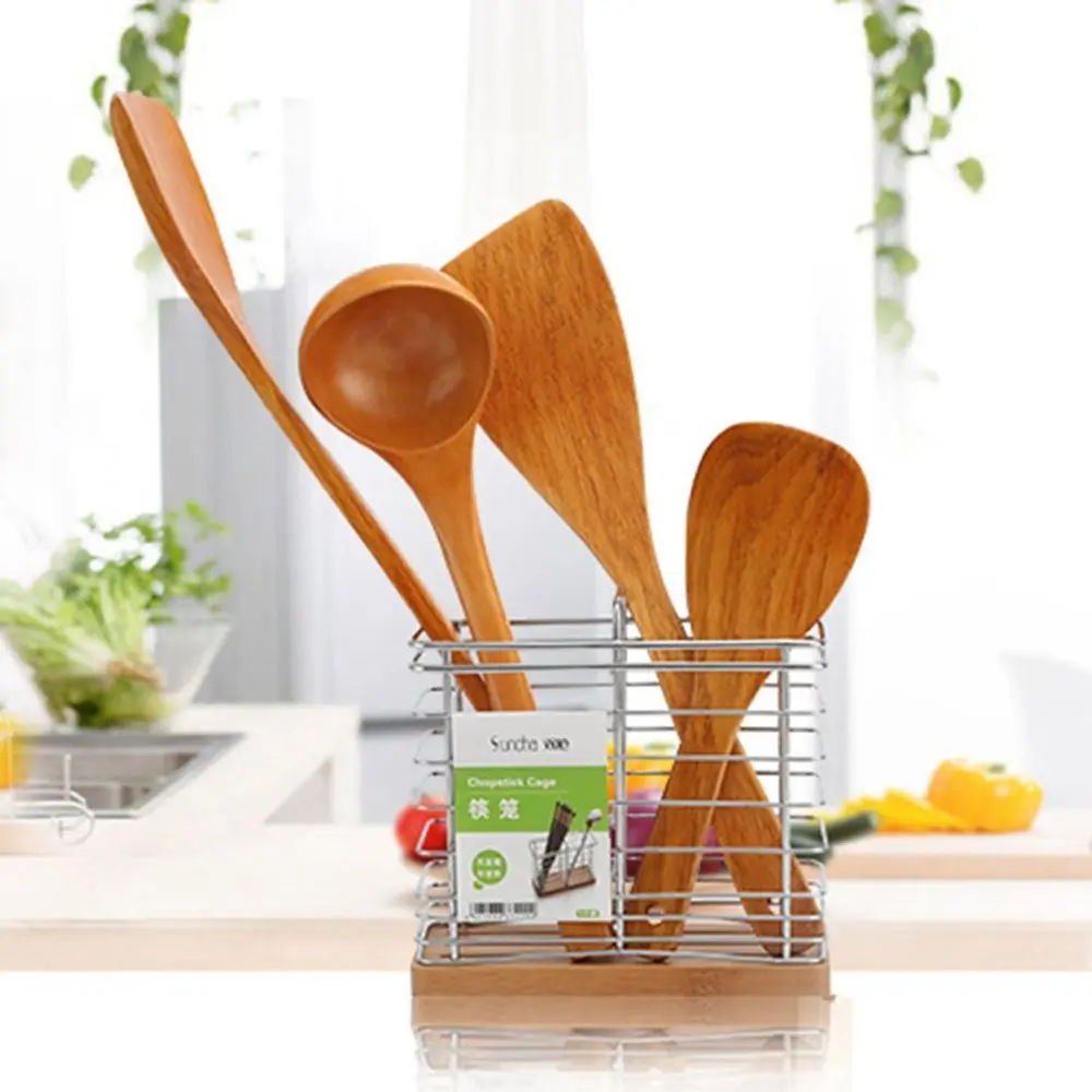 Kitchen Utensil Wooden Non-Stick Spatula Set Cooking Tools Fish Steak Spoon Bamboo Long Hand Wok Accessories