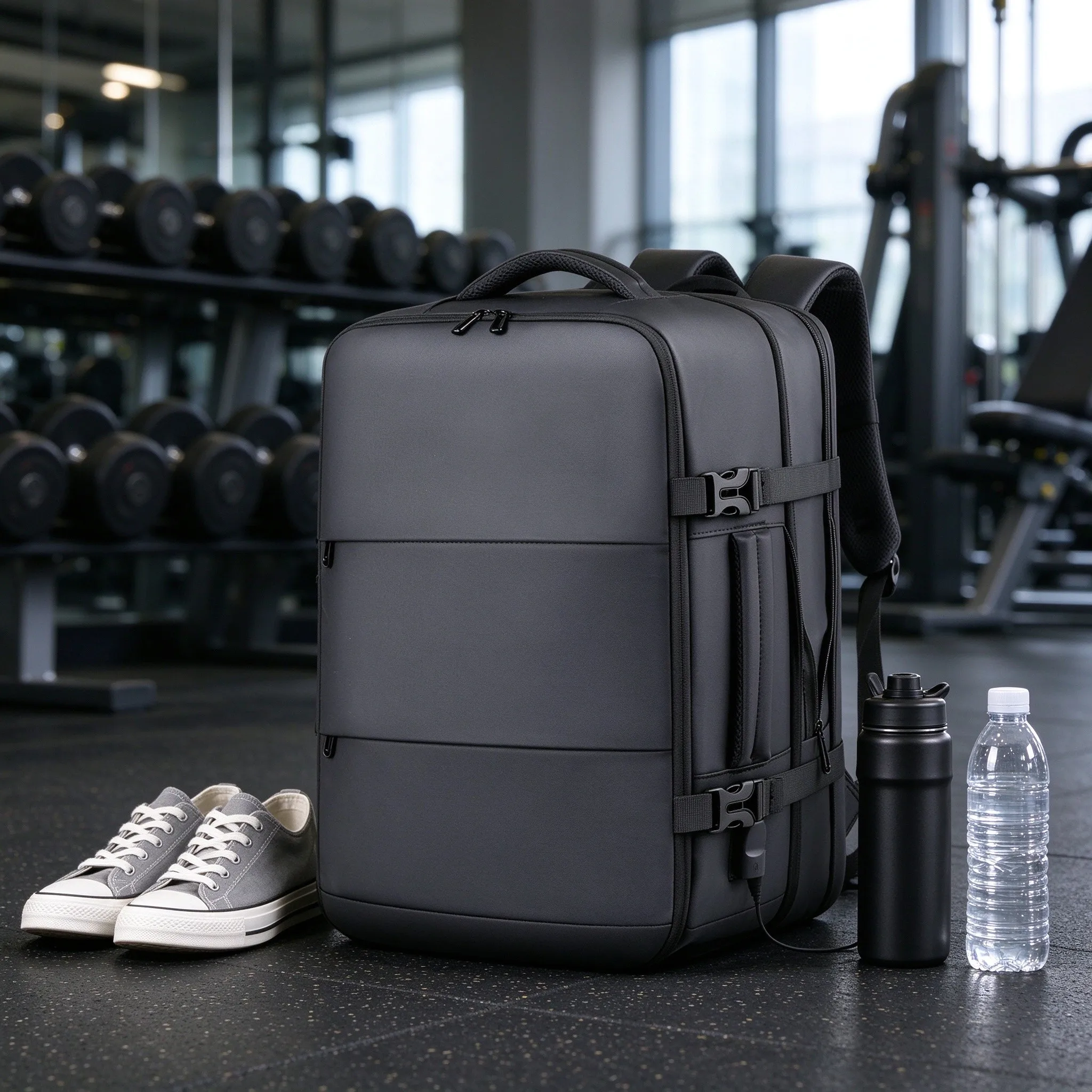 Backpack Men Business Laptop Expandable Travel Backpack Large Capacity Shoe Compartment Sports Bag Wet Dry Separation Travel Bag