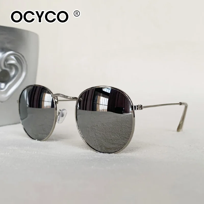 OCYCO Vintage Oval Classic OUTDOORSMAN Style Sunglasses Round Glass Lens Brand Design Sun Glasses Oculos image 2