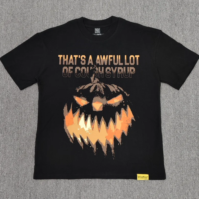 

Футболка свободного кроя с V-образным вырезом и принтом, из чистого хлопка, повседневная, от американского модного бренда, с надписью «That's a Awful Lot of Cough Syrup»