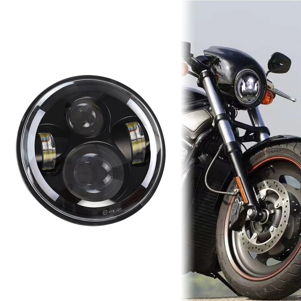 

LED Headlight Motocycle For Harley Sportster 1200 883 Street 500 750 5-3/4" Projector Led Halo Angel Eyes Headlamp