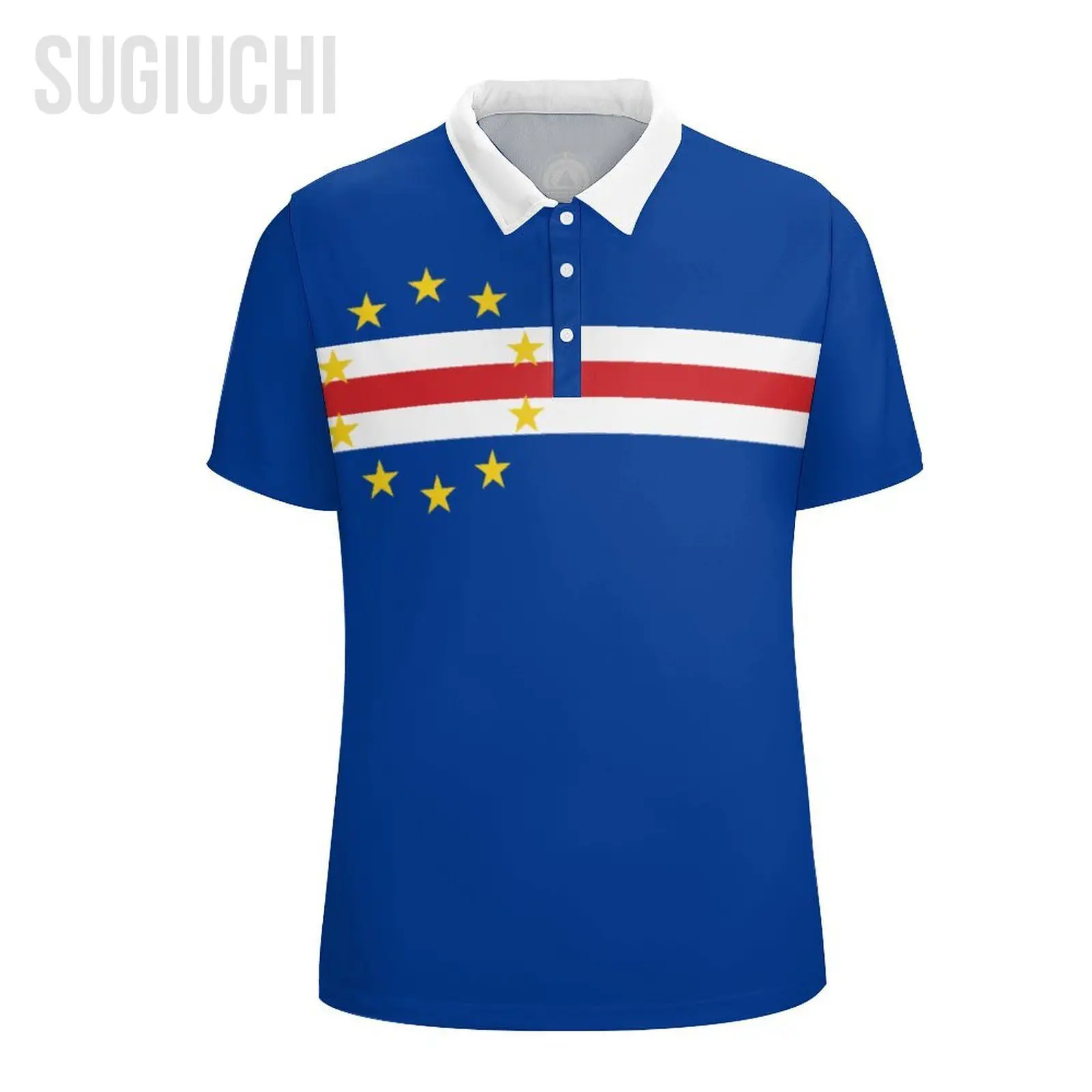 Unisex Polo Shirt Flag of Cape Verde 3D Print Man Polo Fashion Clothing Tracksuits Short Sleeves