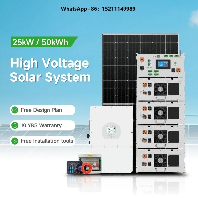 High Voltage Solar Generator Hybrid Off Grid Solar System 25kW Lithium Battery Solar Panels Prices for Your Farm
