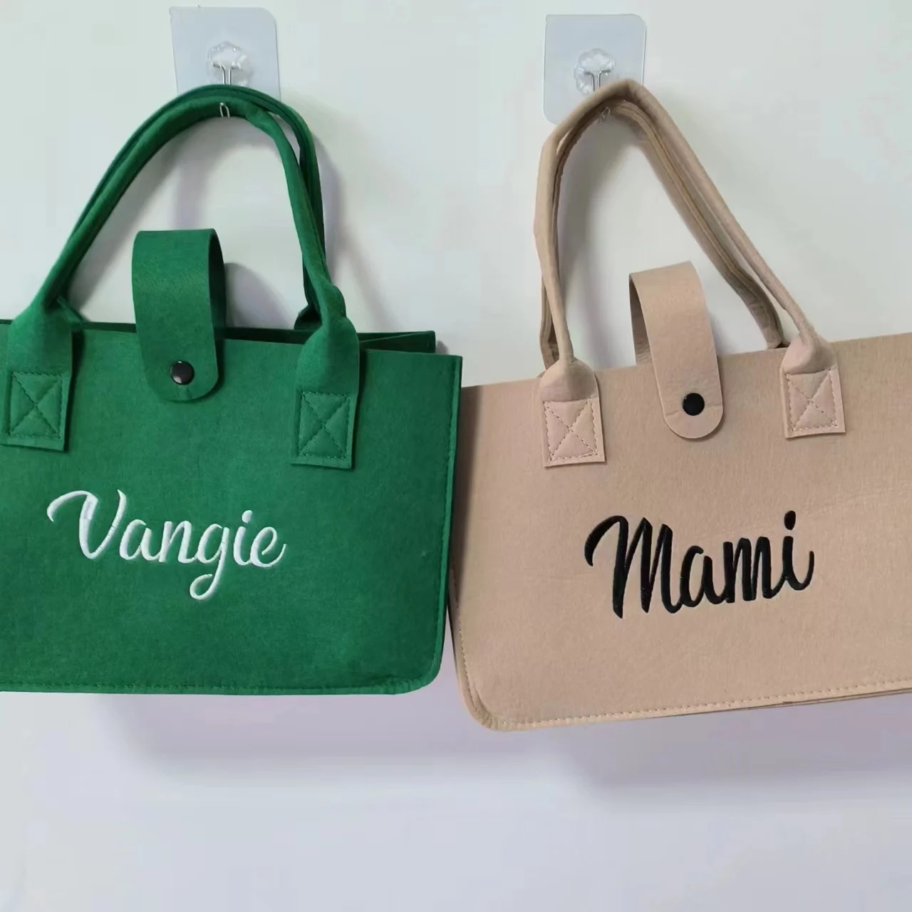 Custom Large Capacity Tote Bags Personalized Embroidered Party Gift Portable Diaper Bag Two Handles Felt Handbag Shopping Bag