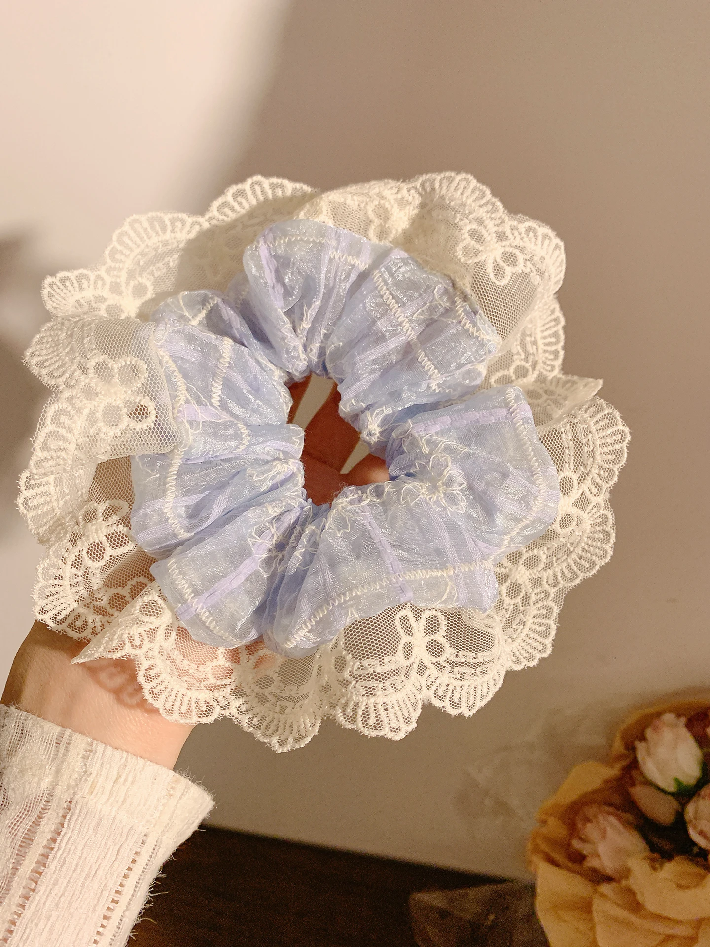 elasticos-de-cabelo-grandes-com-renda-azul-acessorios-elegantes-para-coque-feminino-faixas-de-cabelo-super-grandes-para-pen