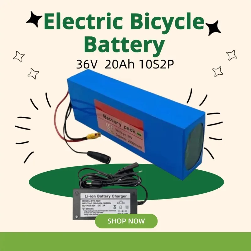 

36V 18650 Cell with 20Ah Capacity 10S2P Battery Pack 500W High-power Battery for Electric Bicycle