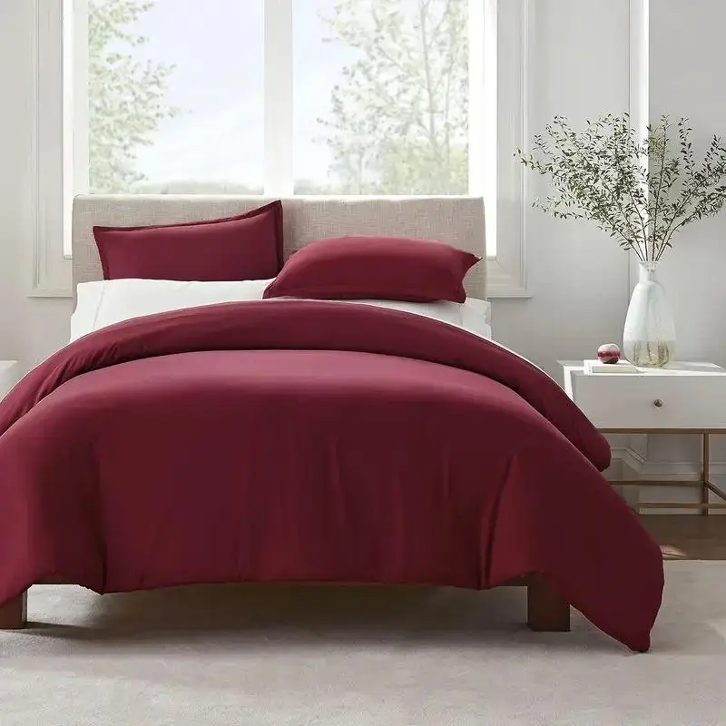 

Burgundy Solid Queen Duvet Cover - Easy Clean & Maintenance, Stylish Bedding Option
