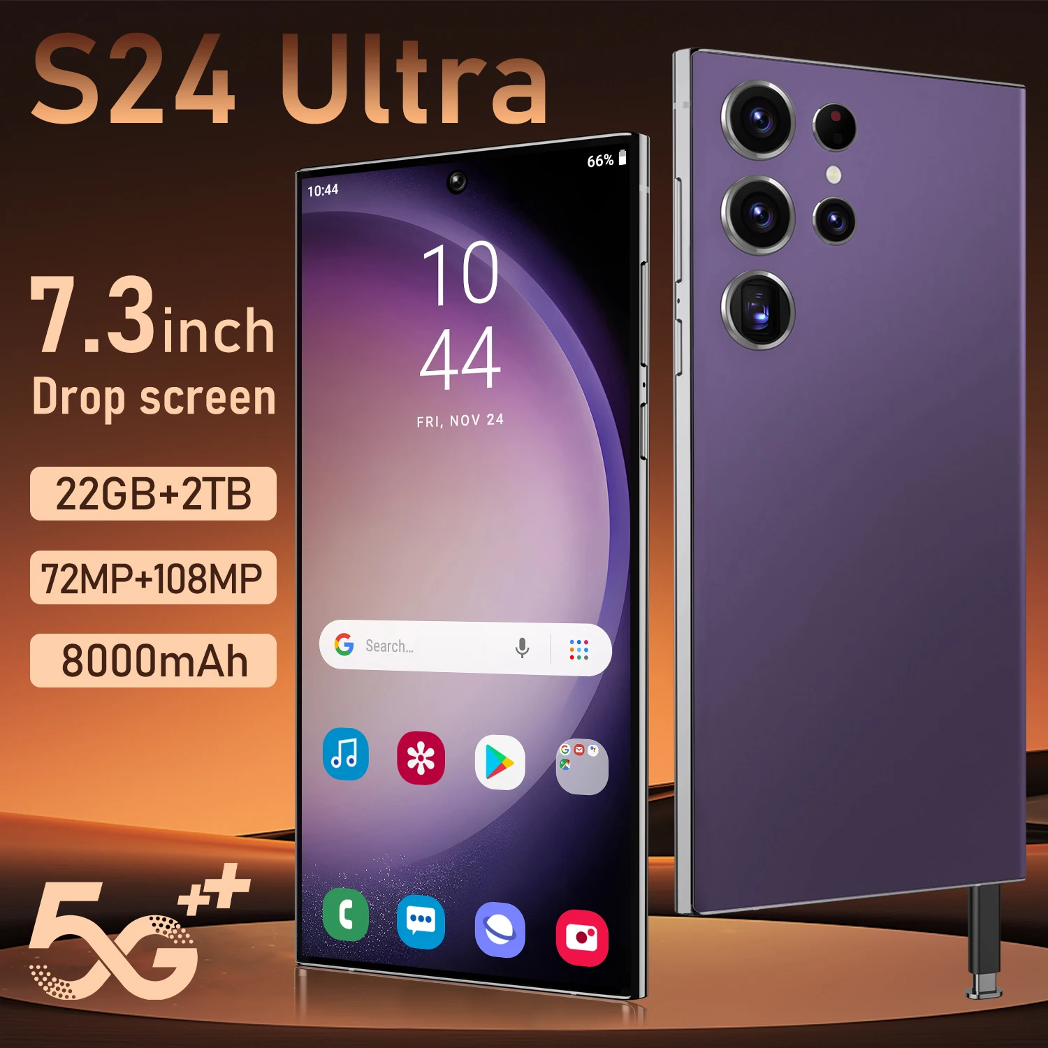 

Original S24 smartphone 5G 7.3 inch display Screen Android 14 Snapdragon 8gen3 10core 8000mAh dual SIM cheap discount phones