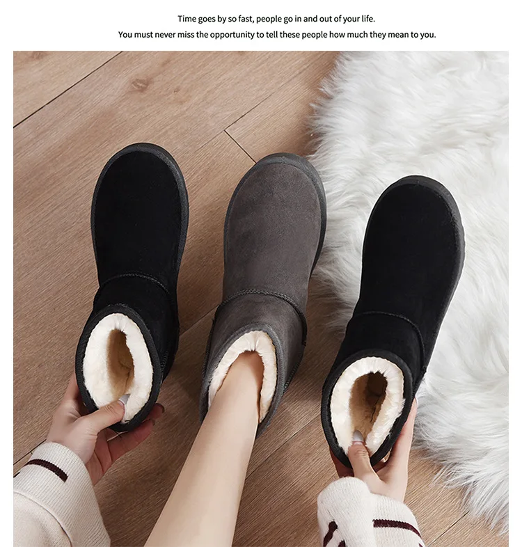 2026 Schneestiefel Winter Warme Modische Rutschfeste Schuhe Dicke Pelz-Plattform Flache Kurze Stiefel-Sneaker – Detail 12