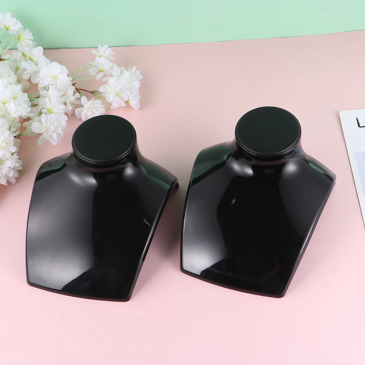 

2 шт., подставка для ожерелья, подставка для ювелирных изделий, черный держатель с твердой текстурой для серег, подвесок, домашний органайзер, стойка для ожерелья