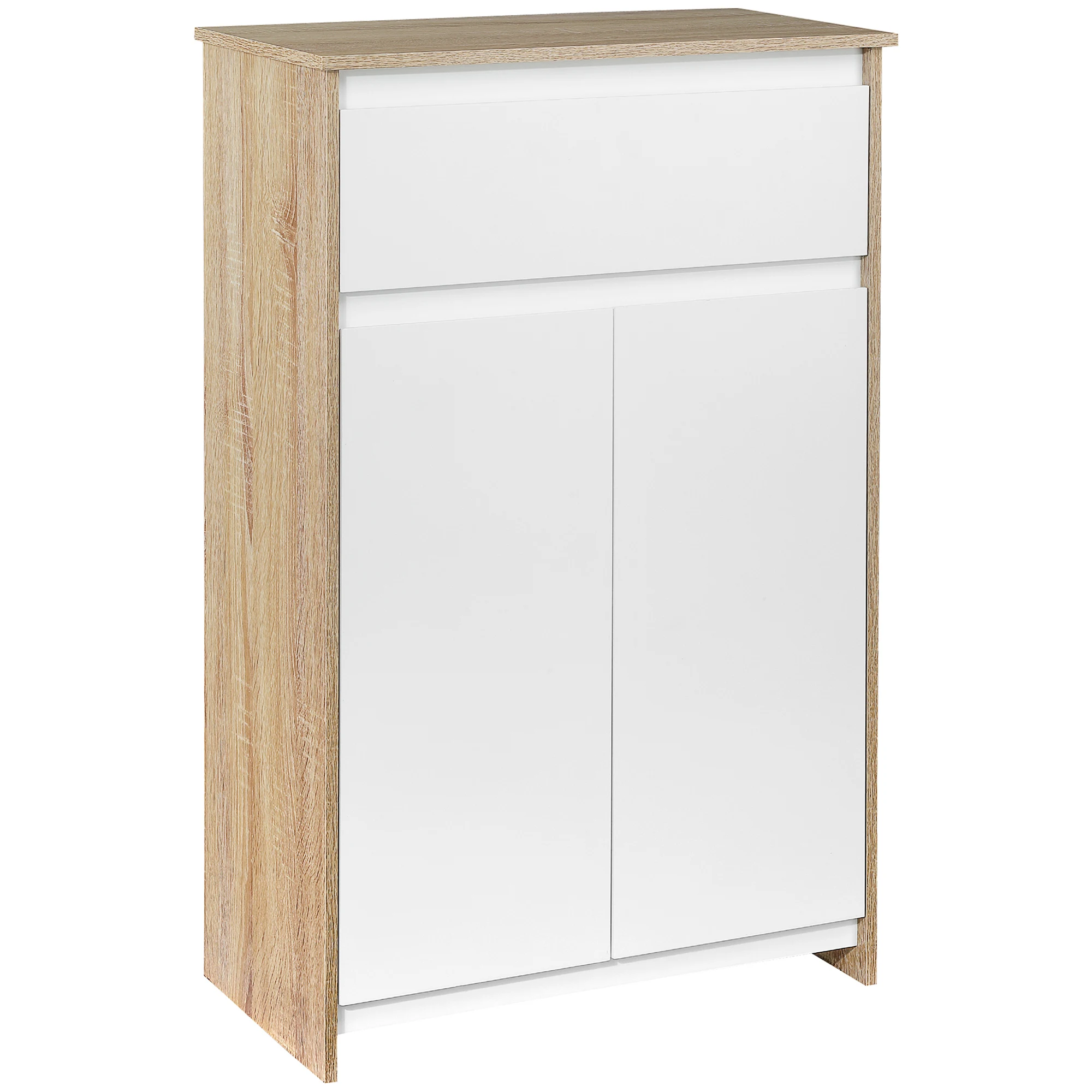 kleankin Armario Auxiliar de Baño con 1 Cajón y 2 Puertas para Salón 60x30x90 cm