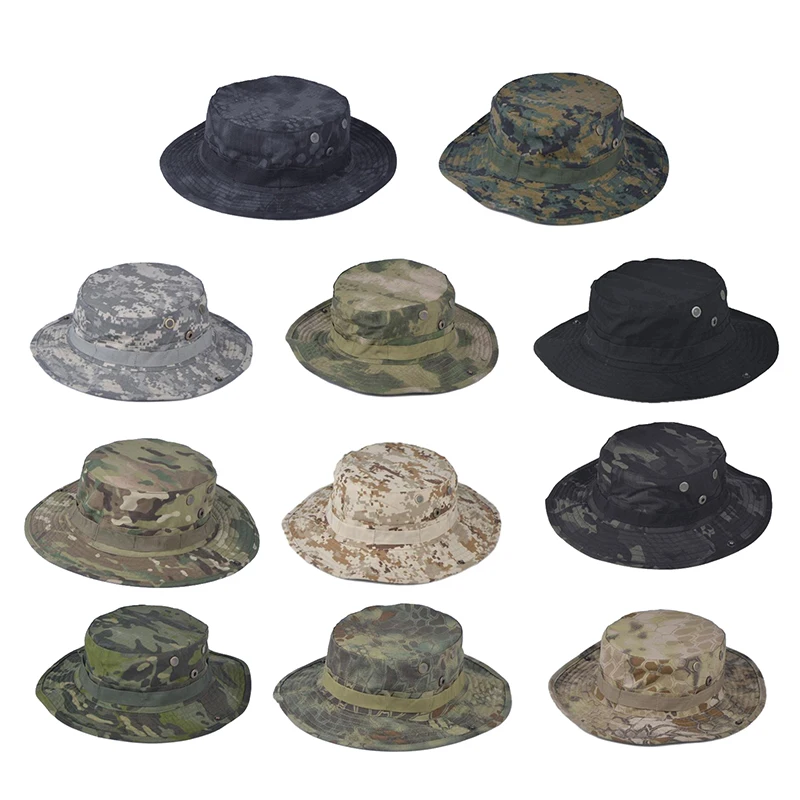 Camouflage Boonie Men Hat  Bucket Hats Summer Cap Hunting Hiking Outdoor Camo Sun Caps