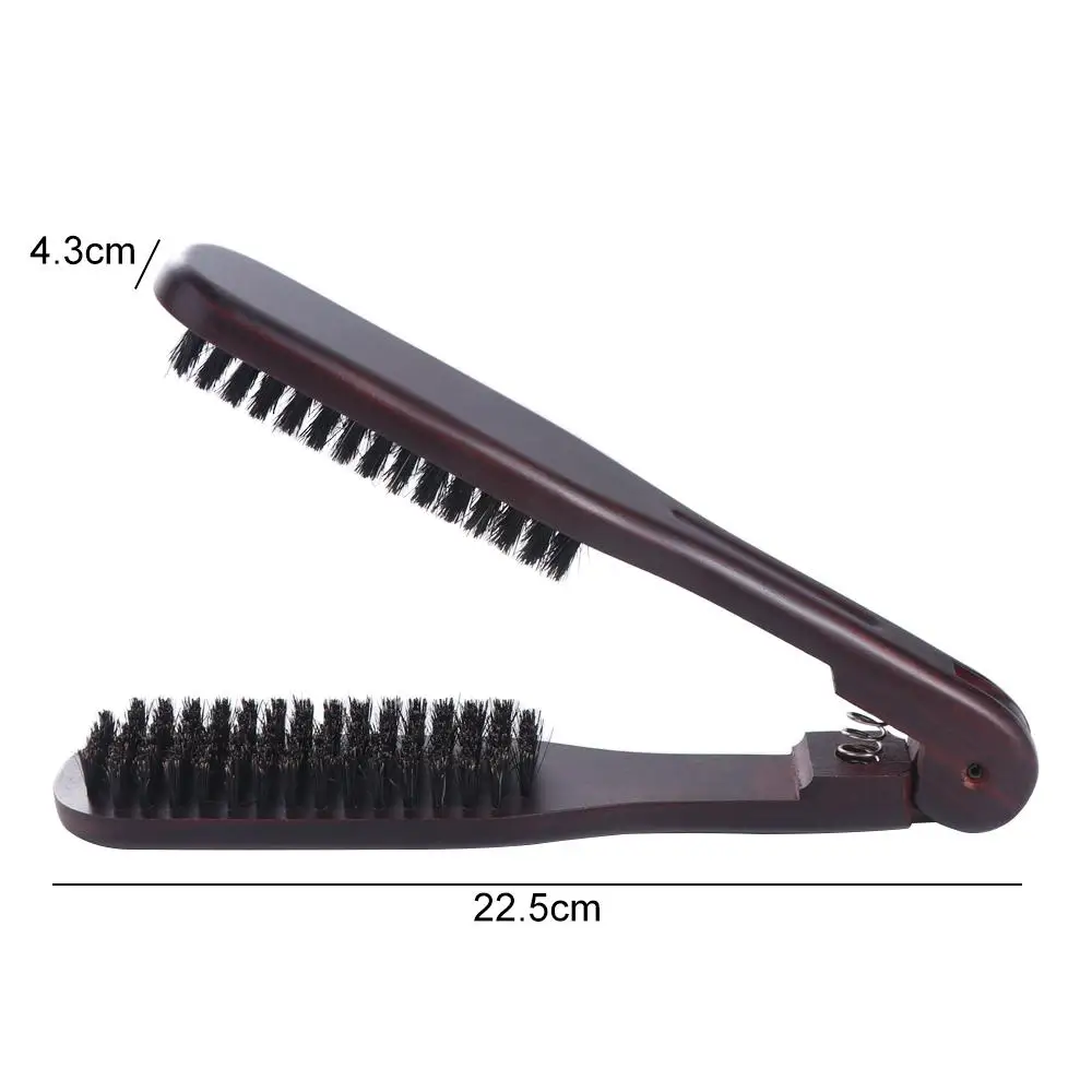 Wear-resistant Wooden Hair Styling Tools V-shaped Durable Bristle Comb Double Brush Anti-static Straightening Comb Girl