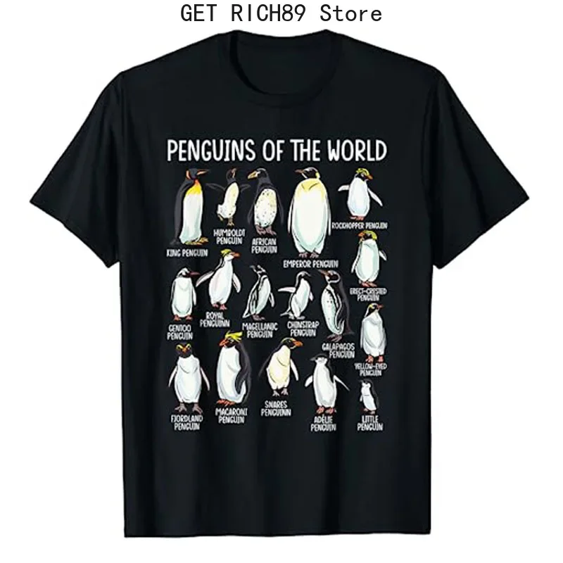 Penguins of The World Zookeeper Sea Animal Penguin Lovers T-Shirt Types of Penguins Graphic Tee Tops Marine Biologists Clothes