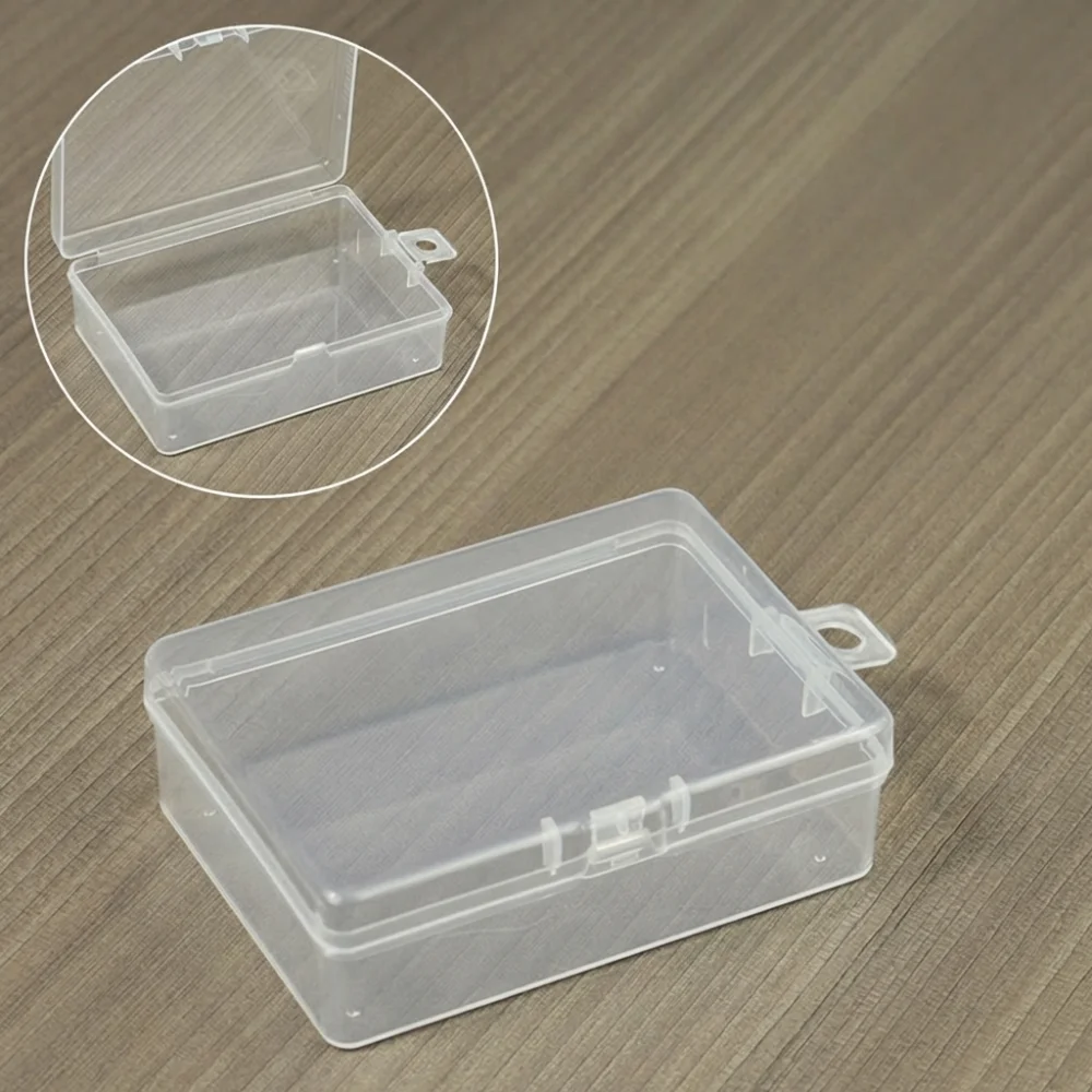 

Mini Transparent Storage Box Flip Cover Rectangle Sewing Storage Box Dust-proof Integrated Beads Storage Container
