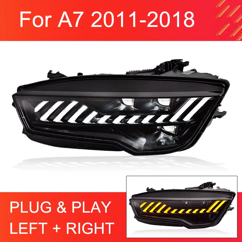 

1 Pair LED Head light Assembly for Audi A7 2011-2018 Headlights Plug and Play New RS Style Design Full LED Front Headlight