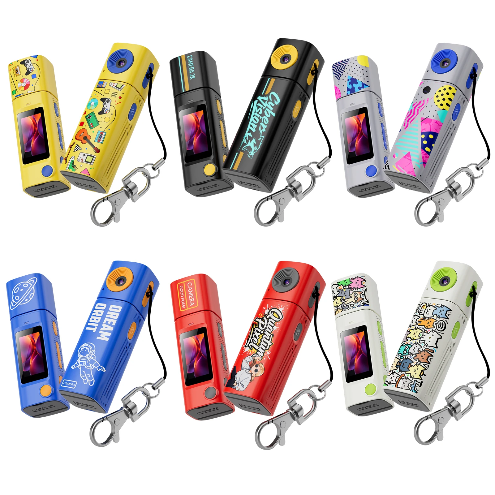 

Камера-брелок 1080P с ЖК-экраном 0,96 дюйма, портативная мини-видеокамера с поворотным объективом на 230° для студентов и съемки на природе