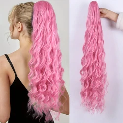 Synthetic Heat Resistant Wigs Clip in Ponytail Hairpiece braid extensions for women pink 32Inch Full Machine Made Top Quality Lo