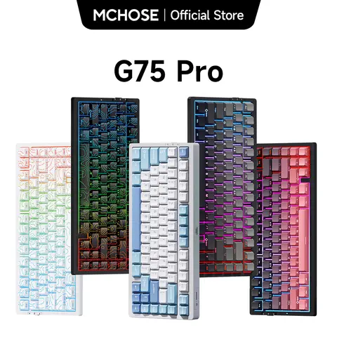 MCHOSE G75 Pro 무선 기계식 키보드 75% 레이아웃 가스켓 장착 5 레이어 댐핑 RGB 백라이트 트라이 모드 핫 스왑 가능