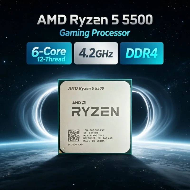 AMD Ryzen 5 R5 5500 Gaming Processor 6-Core 12-Thread 3.6GHz 4.2GHz 16MB L3 Cache 7nm 65W Socket AM4 DDR4 Memory for Office