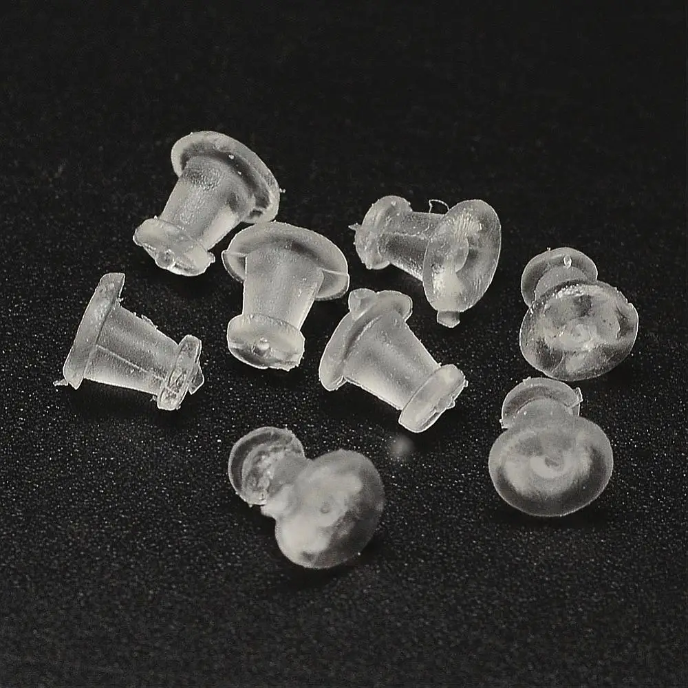 Plastic Ear Nuts Earring Backs Clear 5x5mm Hole: 0.5mm 9000pcs/bag