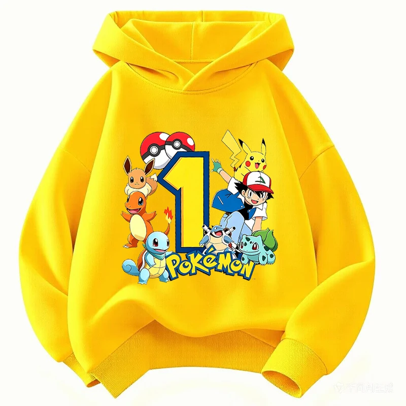 2026 New Cartoon Number Print Kids Sweatshirt, Boys and Girls Cartoon Birthday Hoodie for Ages 1-9, Summer Fashion Kids Hoodie