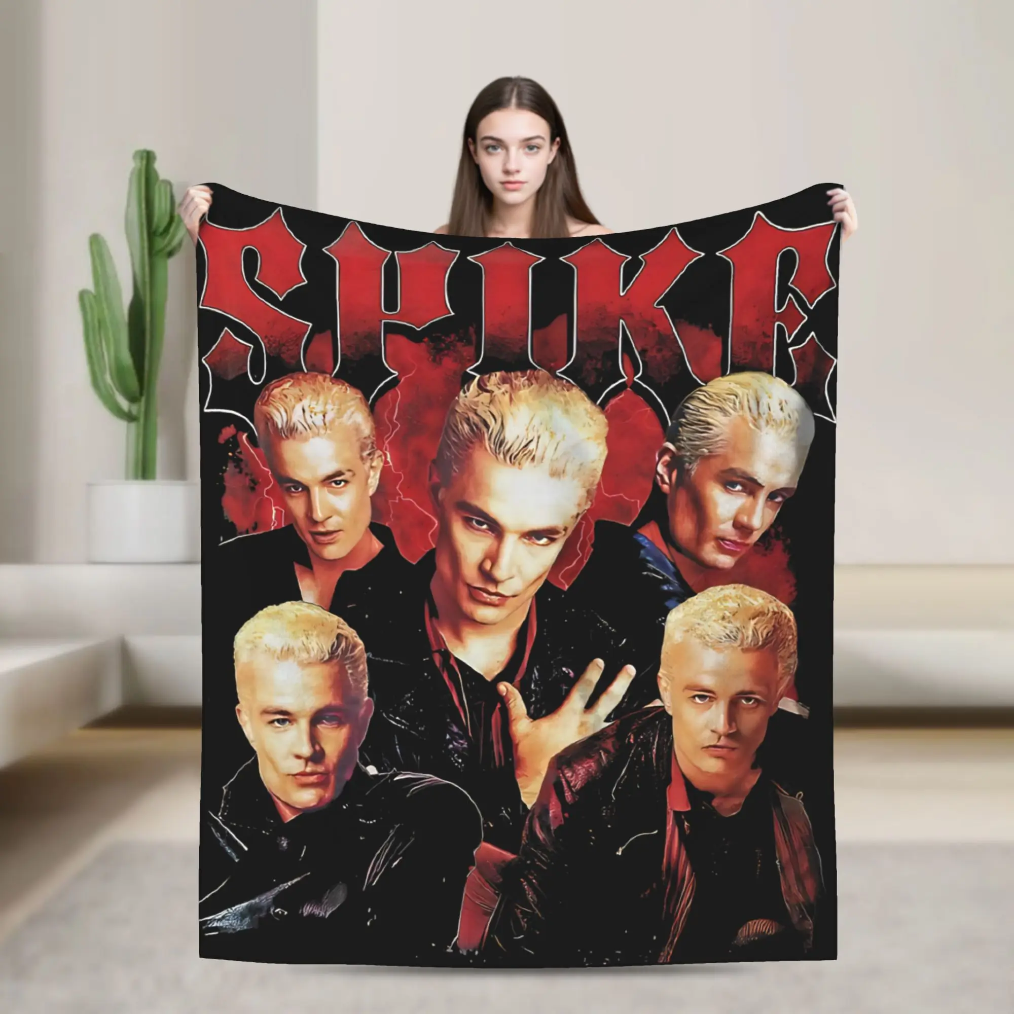 Vintage Buffy the Vampire Slayer Spike Blankets  Flannel Novelty Warm Throw Blankets for Home Restaurant Autumn/Winter