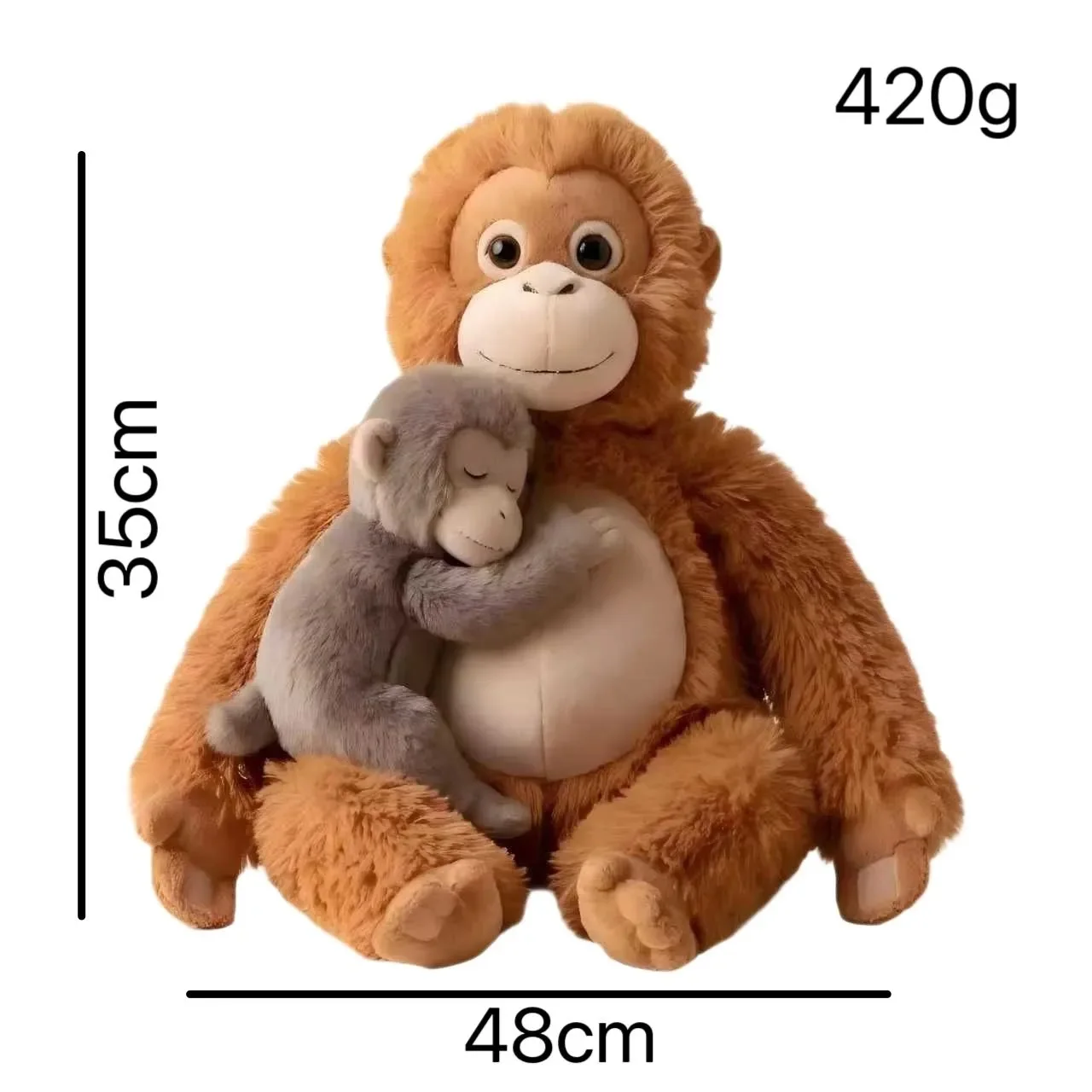 Gorilla Gibbon Plush Doll Cute Mother Baby Monkey Soft Fluffy Stuffed Animal for Kids Gift