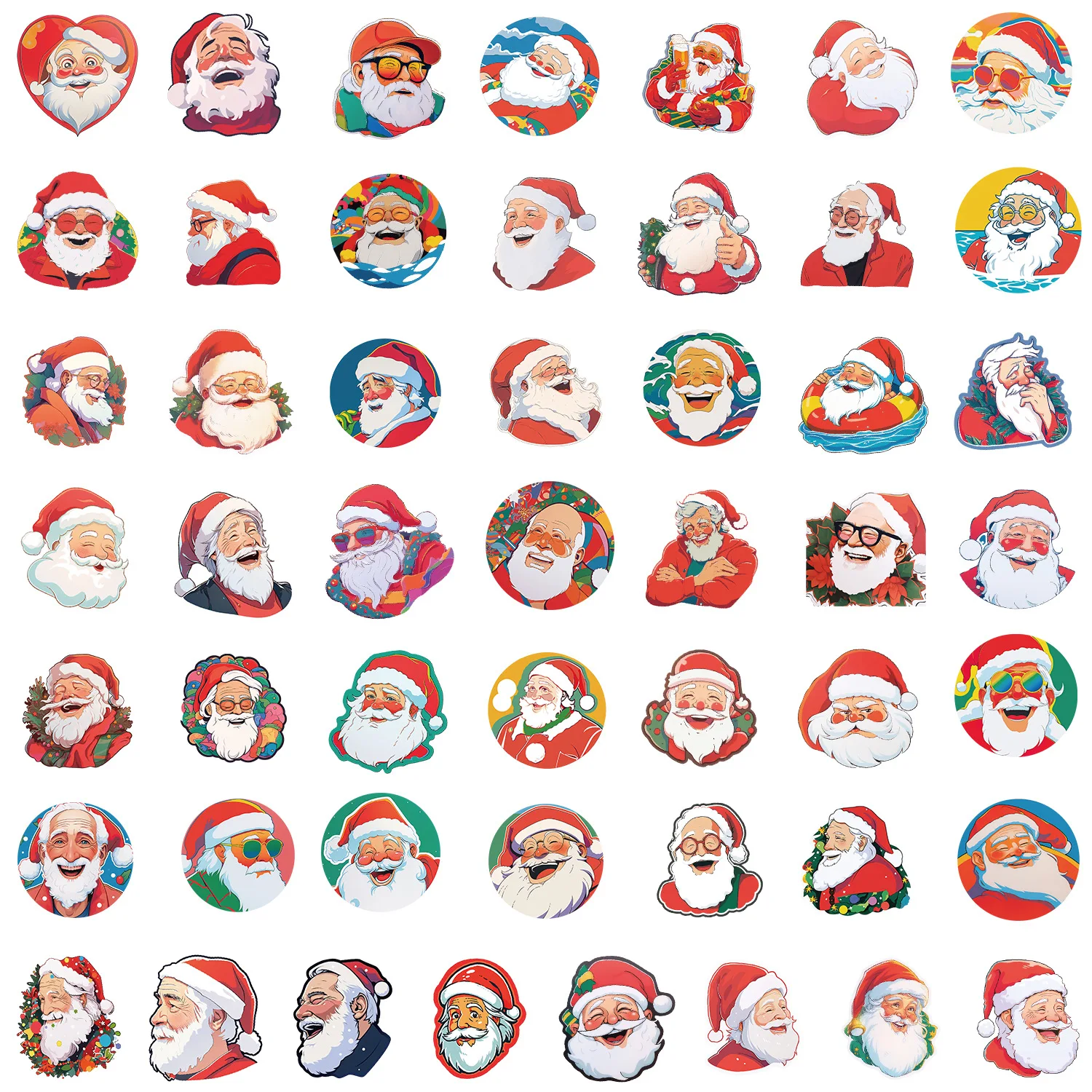 10/30/50Pcs Joyeux Père Noël Autocollants Décoratifs Créatifs BRICOLAGE Guitare Téléphone Ordinateur Portable Tasse D'eau Skateboard Autocollants Étanches