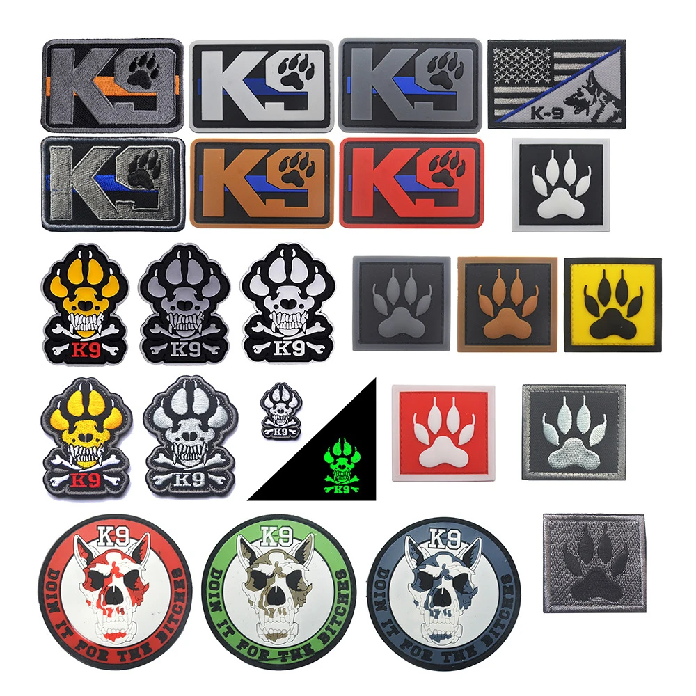 Toppe per cani di servizio K9 toppe per adesivi Chevron con applicazioni ricamate in gomma PVC riflettente IR per cappellino per abbigliamento
