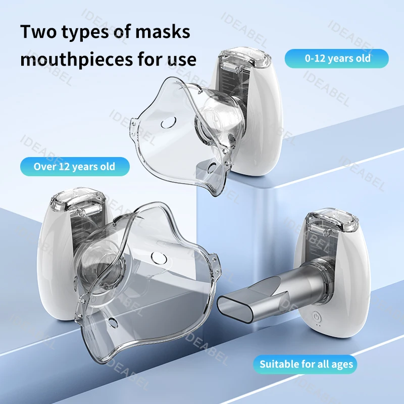 Image of Wiederaufladbarer Tragbarer Leiser Handnebulizer Ultraschall-Inhalator Mesh-Zerstäuber für Babys und Erwachsene bei Husten und Asthma