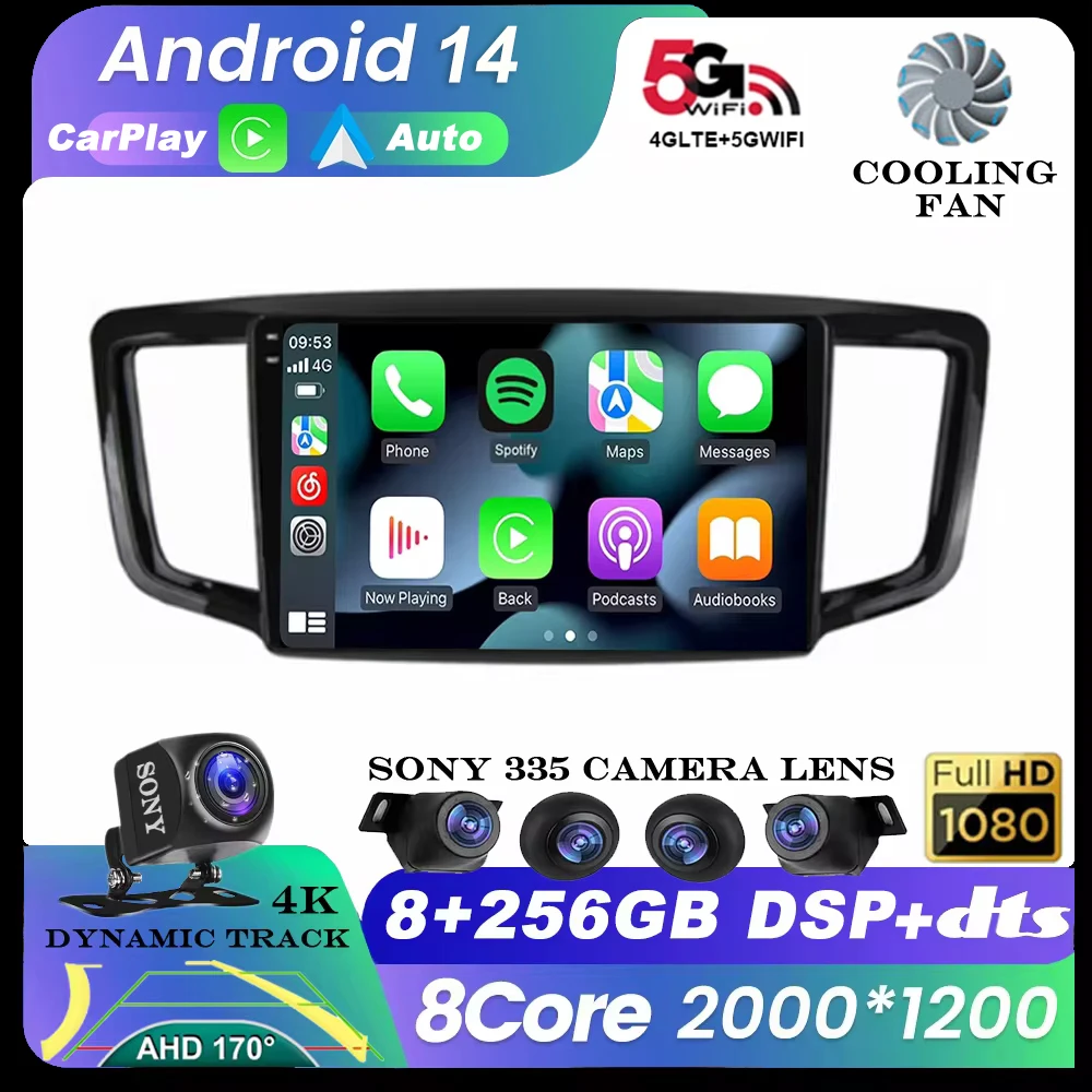 

Android 14 Auto For Honda Odyssey 5 RC 2013 - 2019 Car Radio Multimedia Video Player GPS Navigation Wireless Carplay 360 Camera